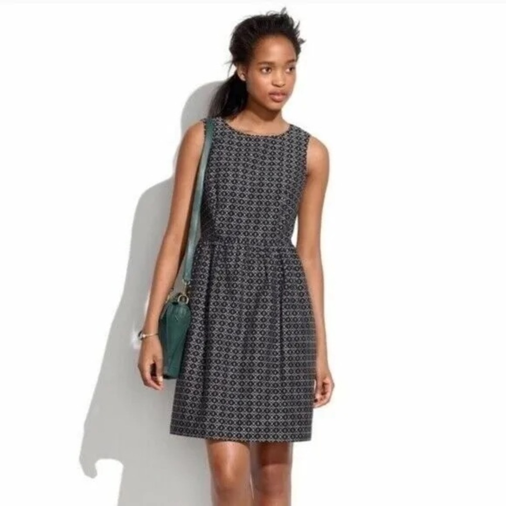 Madewell Mini Pleated Skater Dress with Pockets | Ponte Grey | Size Small